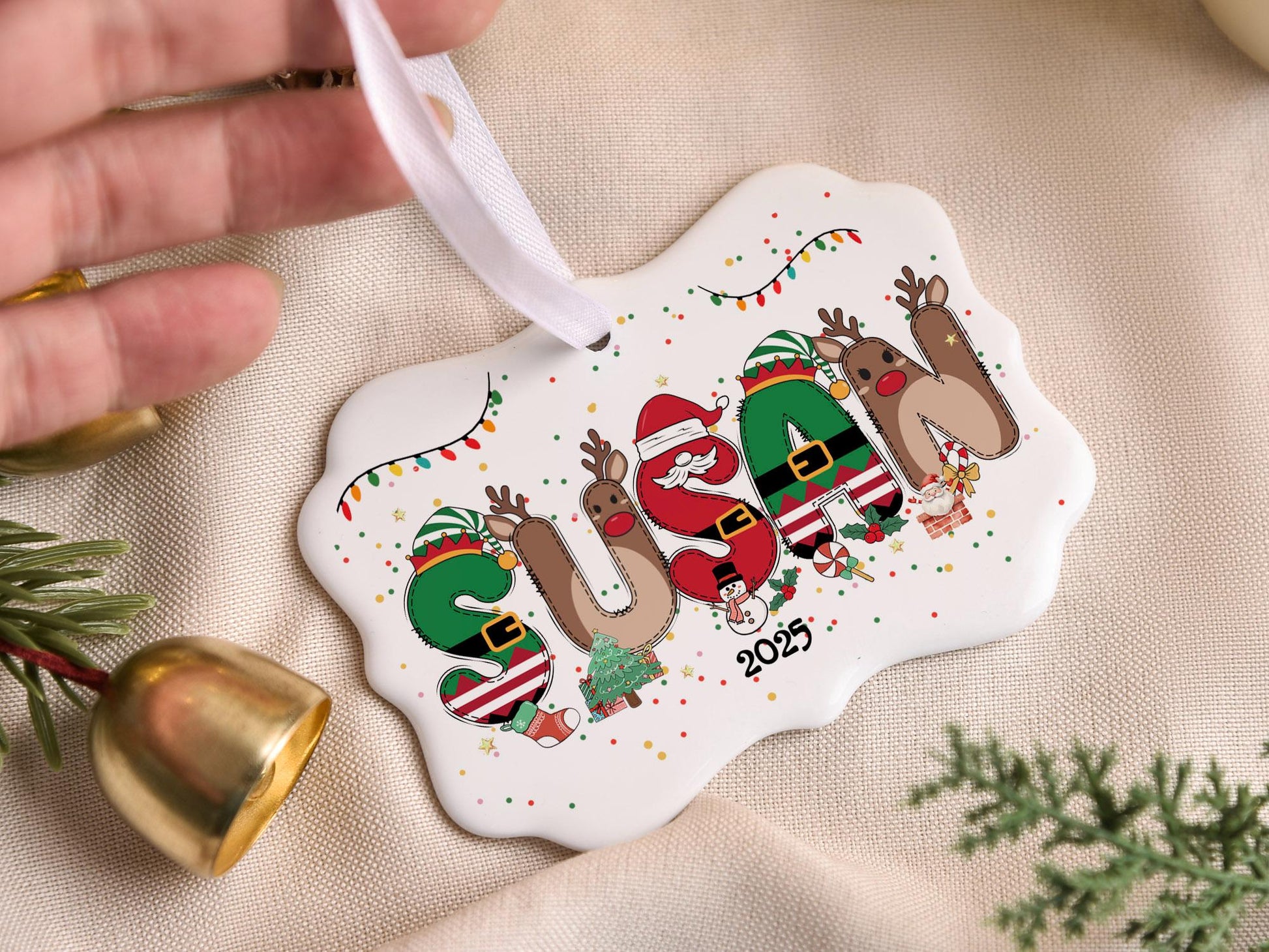 Personalized Kids Christmas Ornaments, 2025 Christmas Ceramic Ornament with Name, Holiday Keepsake, Xmas Gifts for Boys Girls - product image 10