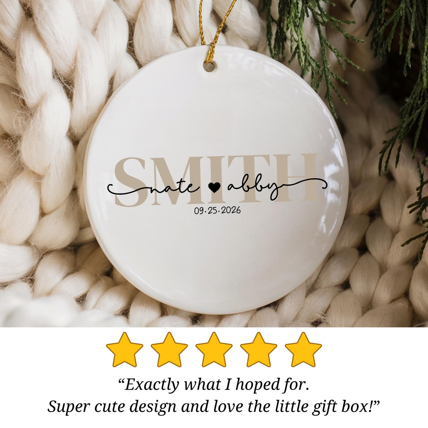 Personalized Wedding Christmas Ornament: 2026 Custom Last Name Keepsake - product image 5