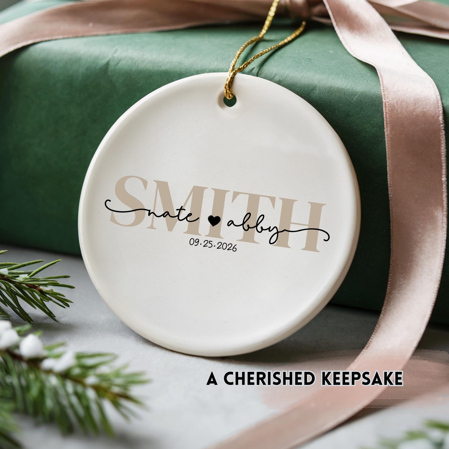 Personalized Wedding Christmas Ornament: 2026 Custom Last Name Keepsake - product image 7