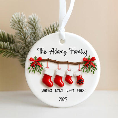 Personalized Family Christmas Ornament With Names, Custom Family of 5 Christmas Keepsake, New Family Christmas Gift, 2025 Stocking Ornament - product image 6