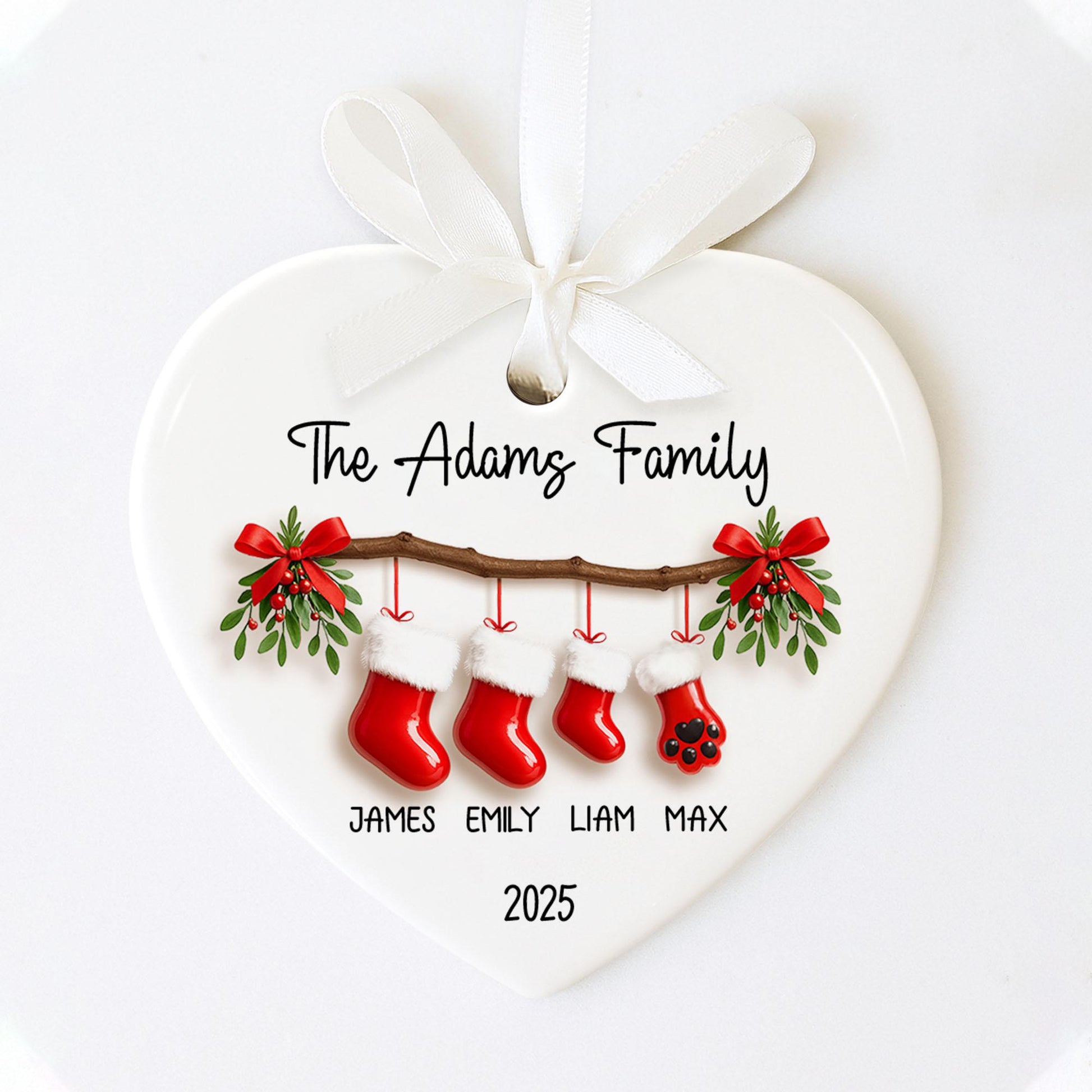 Personalized Family Christmas Ornament With Names, Custom Family of 5 Christmas Keepsake, New Family Christmas Gift, 2025 Stocking Ornament - product image 9
