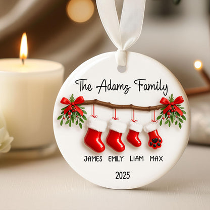 Personalized Family Christmas Ornament With Names, Custom Family of 5 Christmas Keepsake, New Family Christmas Gift, 2025 Stocking Ornament - product image 4