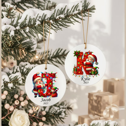 Letter Name Ornament, Santa Elf Ornament Personalized Christmas Ornament 2025, Custom Initial ornament, Christmas ornament for kids, Family - product image 3