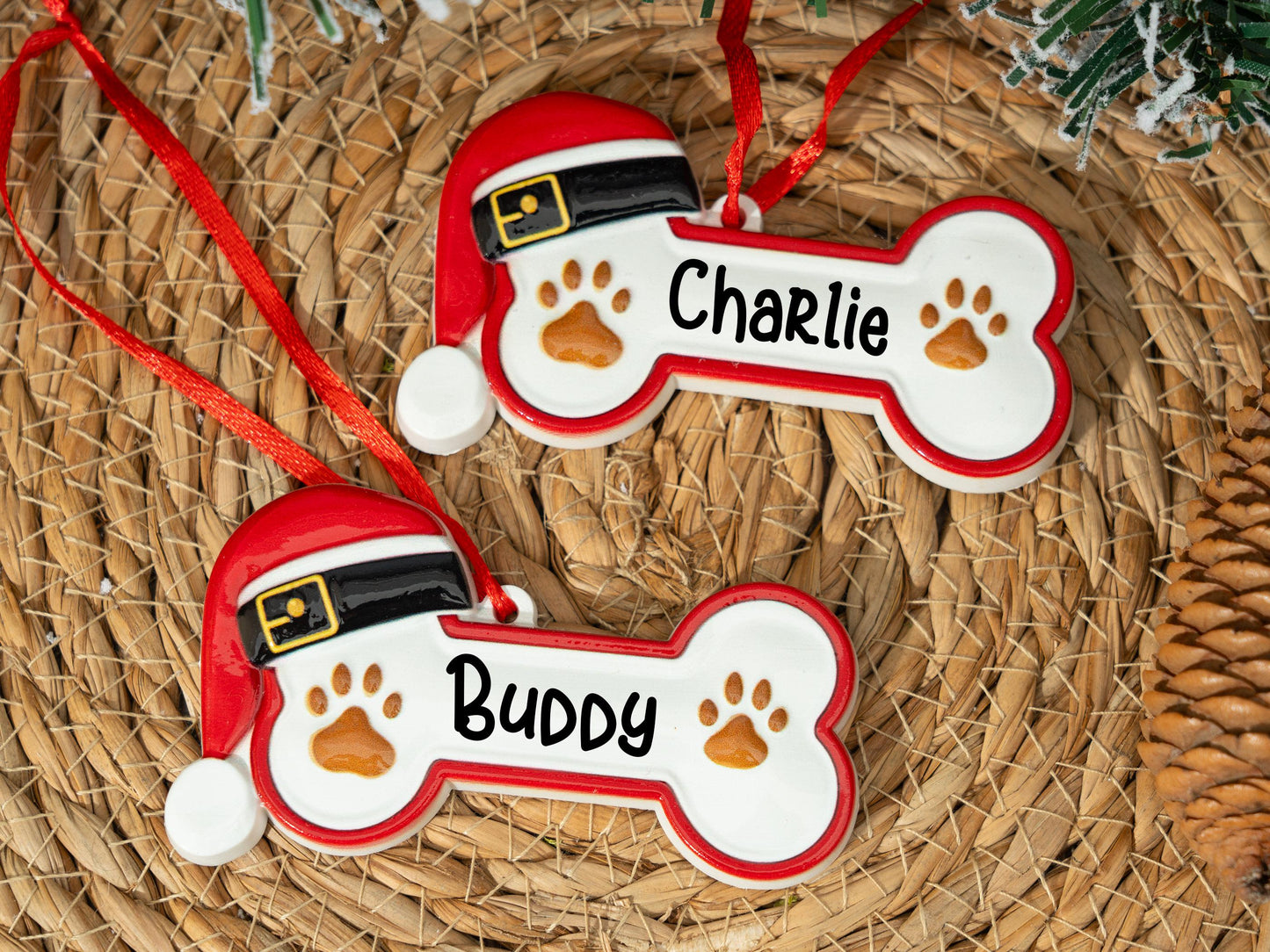 Custom Dog Paw Ornament,Personalized Pet Bone Xmas Decoration, New Puppy Gift 2025,Resin Christmas Tree Ornament for Dog Owner, Pet Keepsake - product image 4