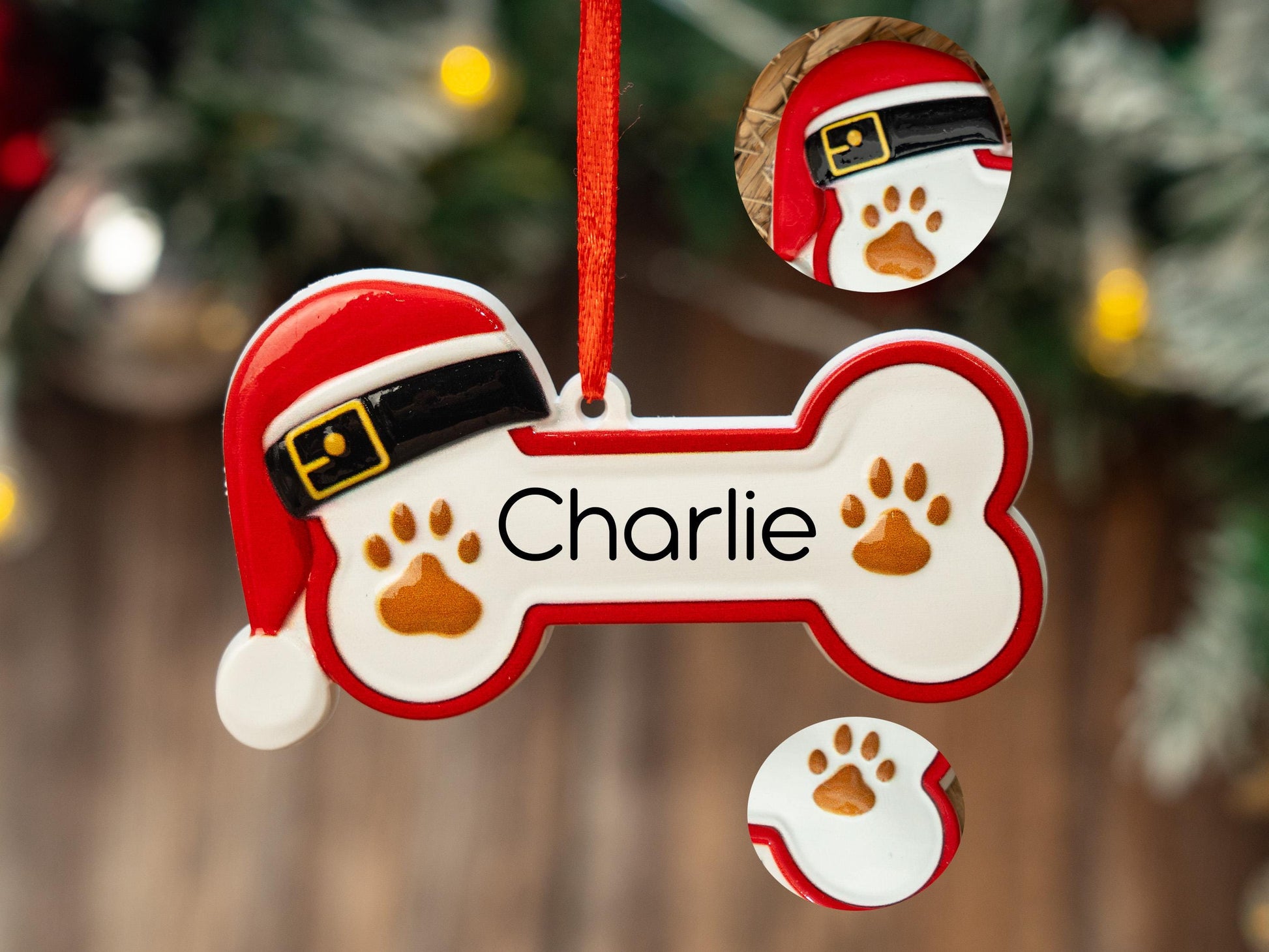 Custom Dog Paw Ornament,Personalized Pet Bone Xmas Decoration, New Puppy Gift 2025,Resin Christmas Tree Ornament for Dog Owner, Pet Keepsake - product image 9