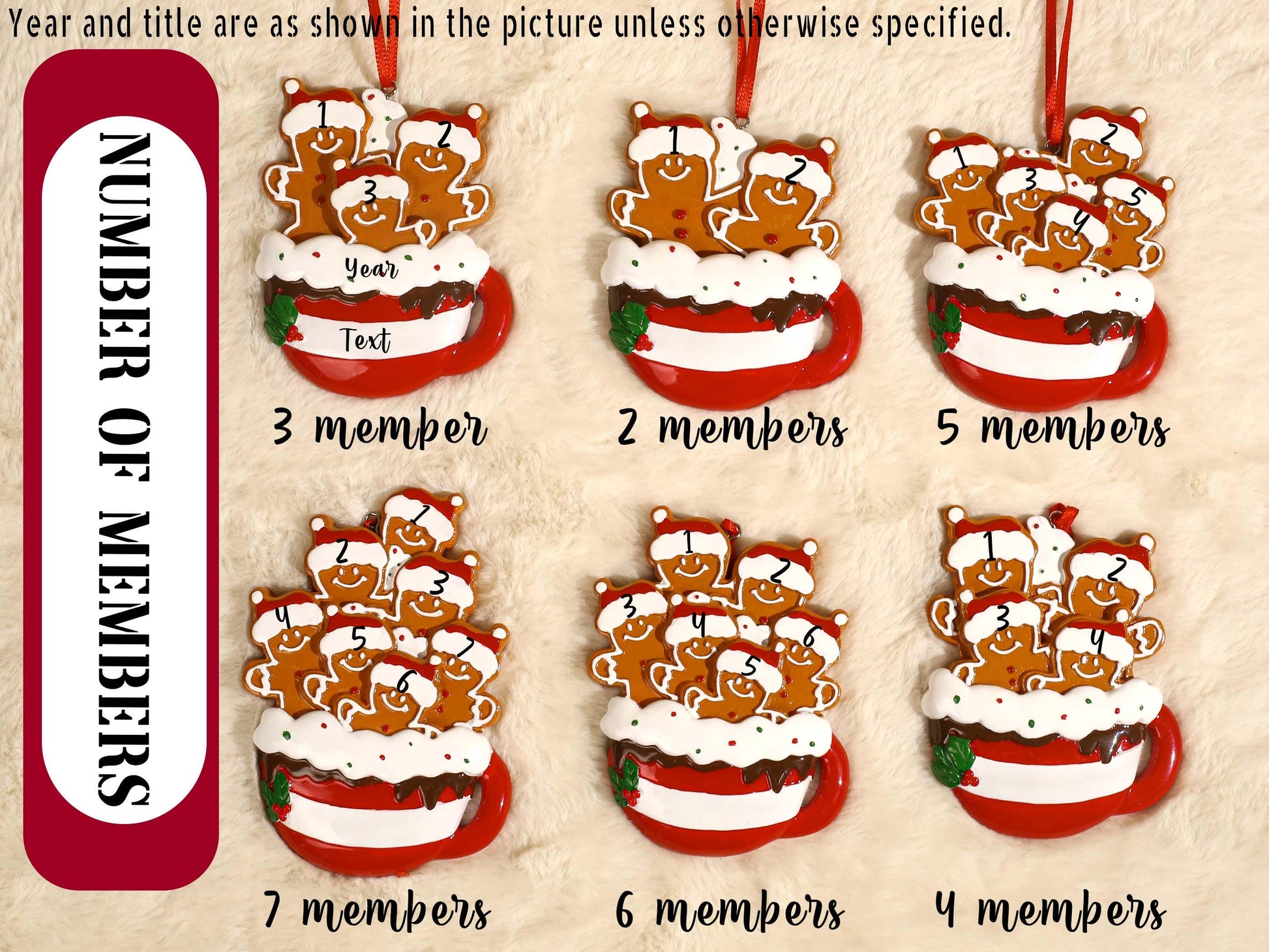 Personalized Resin Family Ornament, Gingerbread Christmas Family Ornament, Gingerbread Family of 2,3,4,5,6 Ornament 2025, Christmas Decor - product image 7