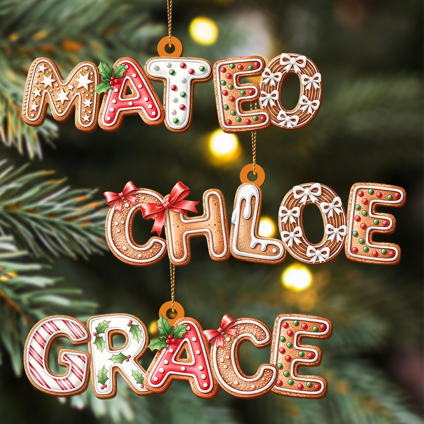 Custom Gingerbread Alphabet Ornaments, Personalised Christmas Decorations, Christmas Baubles, Christmas Name Tags, Kids Christmas Gifts - product image 2