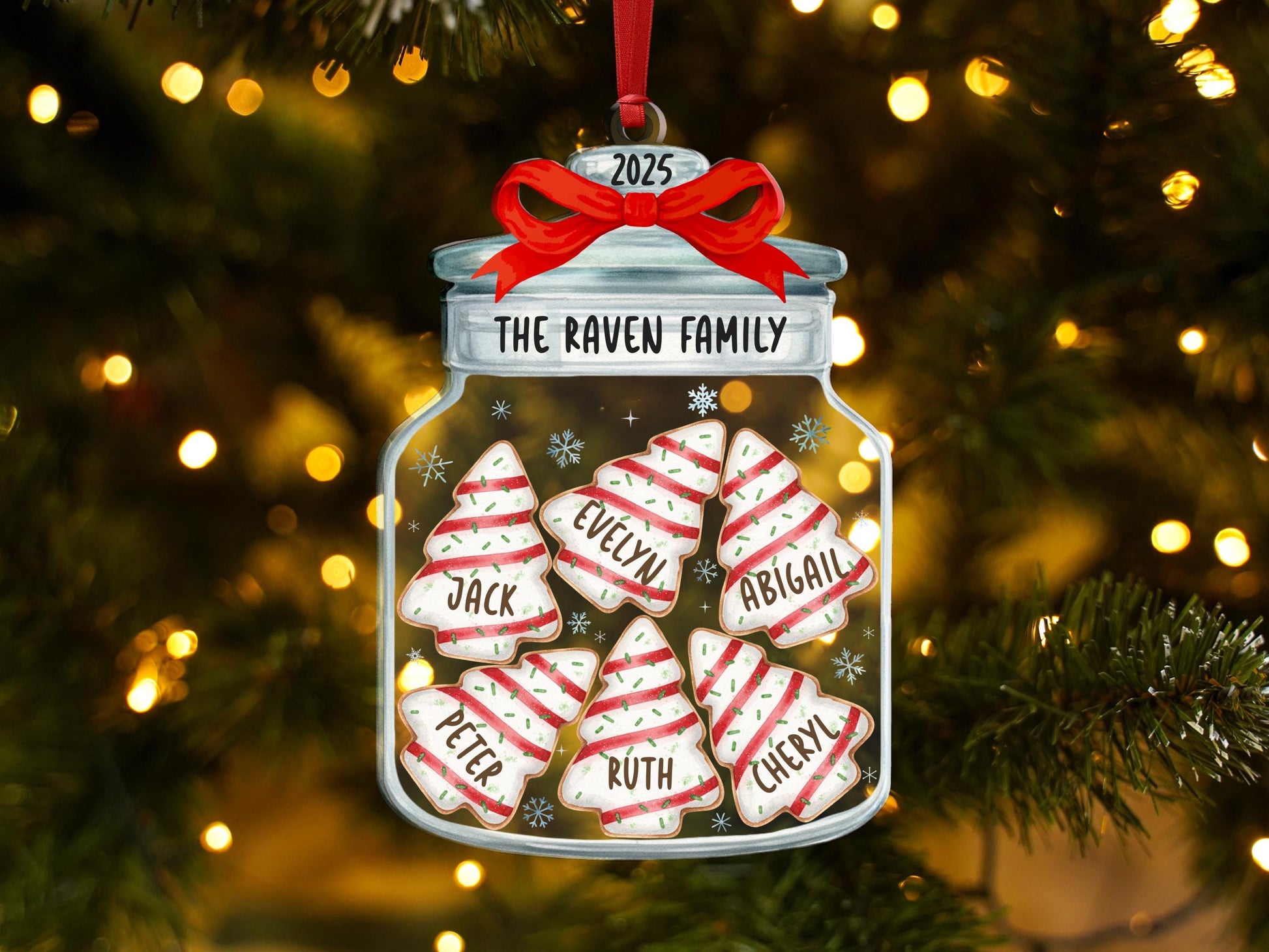 Christmas Ornaments, Personalized Family Name Christmas Ornaments, Family Christmas Jar Ornament, Christmas Tree Ornament, Holiday Keepsake - main product image