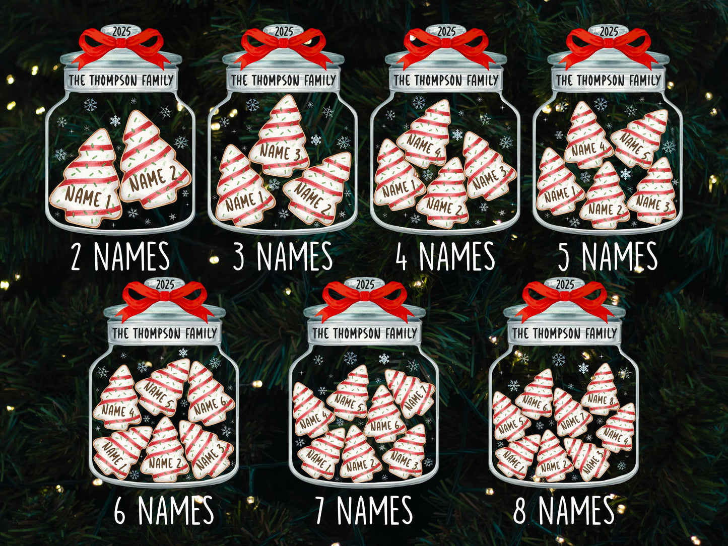 Christmas Ornaments, Personalized Family Name Christmas Ornaments, Family Christmas Jar Ornament, Christmas Tree Ornament, Holiday Keepsake - product image 2