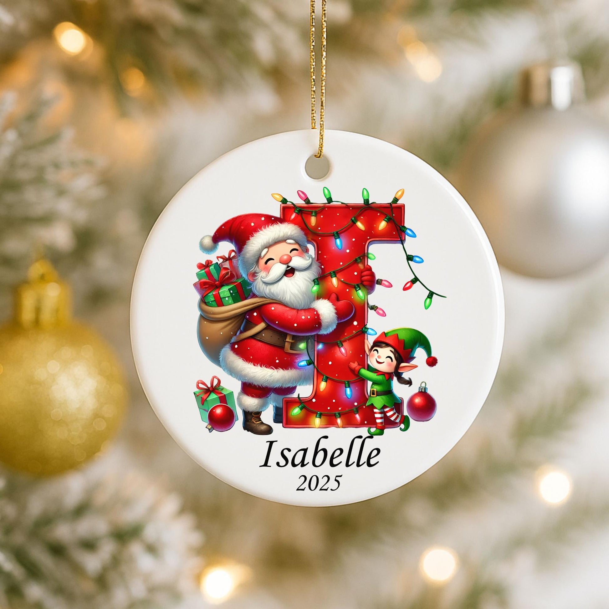 Letter Name Ornament, Santa Elf Ornament Personalized Christmas Ornament 2025, Custom Initial ornament, Christmas ornament for kids, Family - product image 2