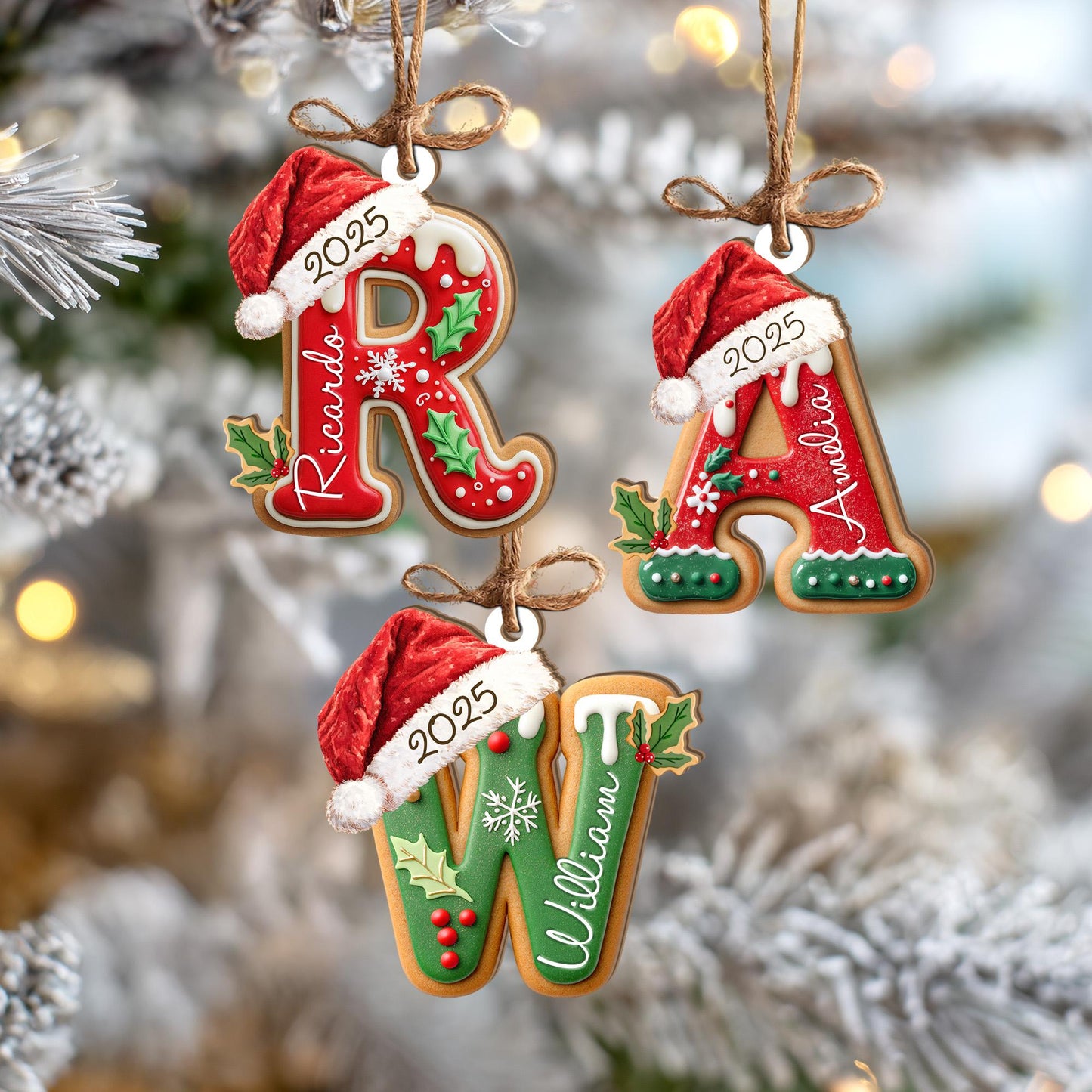 Personalized Gingerbread Letter Ornament, Custom Kids Name Ornament, Stocking Tag for Christmas, Kids Christmas Gift, Christmas Ornament - product image 7