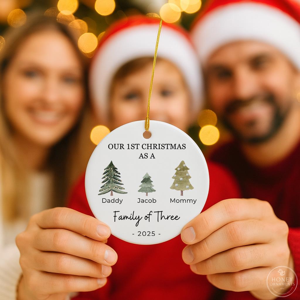 Family of Three Christmas Ornament - Family of 3 Ornament - Family Ornament - Personalized Baby's First Christmas Ornament, New Parent Gift - product image 11