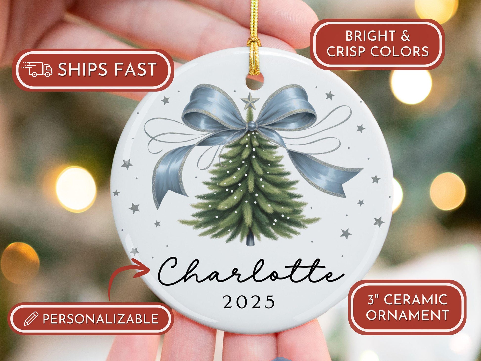 Custom Name Girls Christmas Ornament Gift, Girls First Christmas Ornament Granddaughter First Christmas Personalized Birthday Gift Tag 820A - product image 5