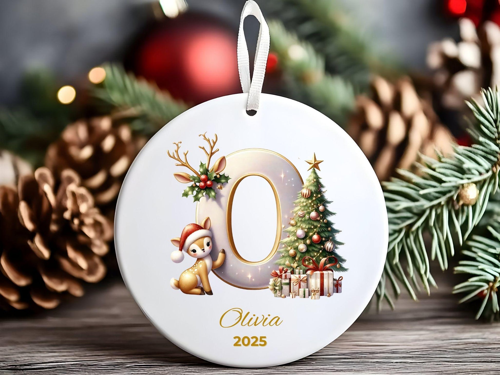 Personalized Reindeer Letter Ornament | Custom Initial A–Z Christmas Keepsake | Family Gift | Elegant Holiday Decor - product image 4