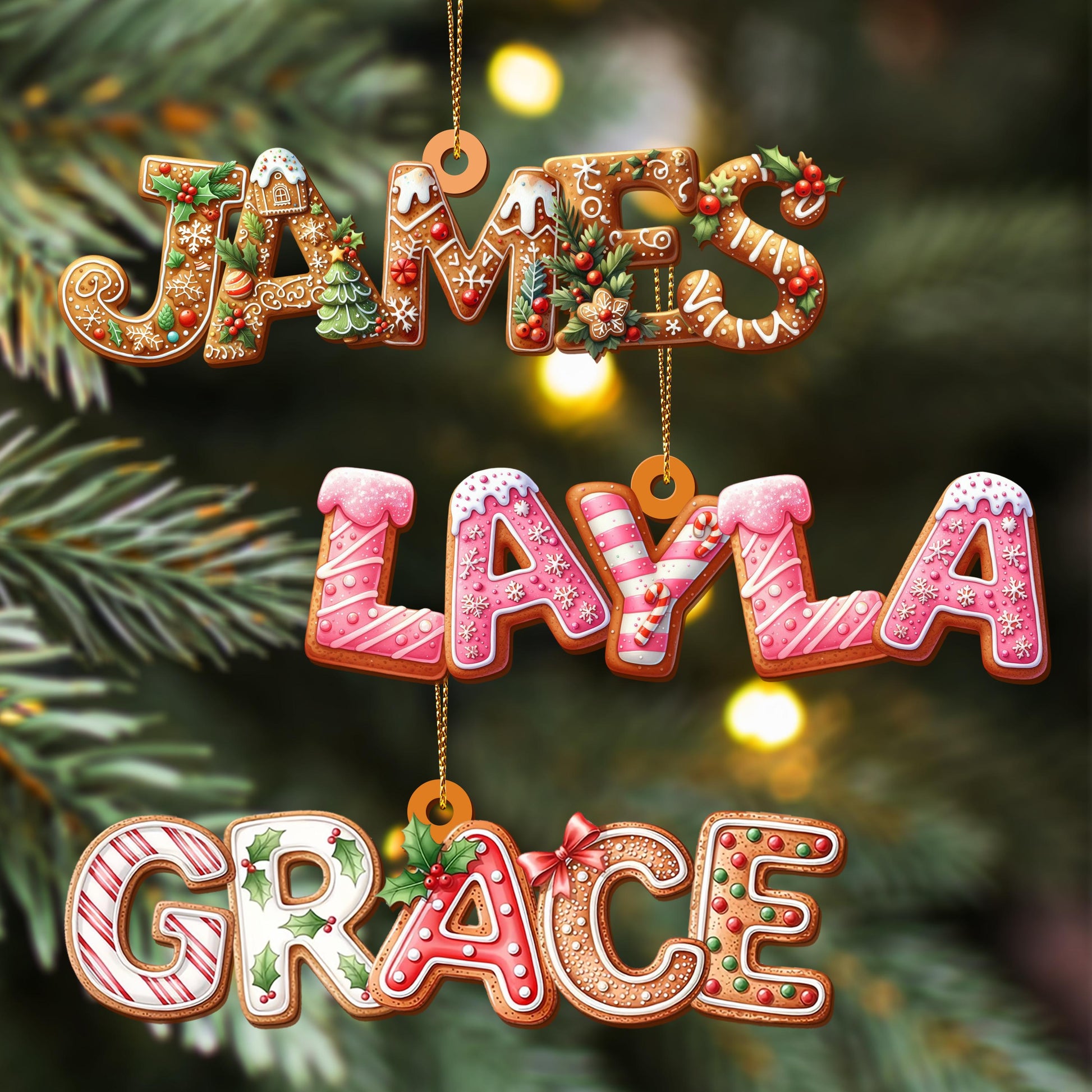 Custom Gingerbread Alphabet Ornaments, Personalised Christmas Decorations, Christmas Baubles, Christmas Name Tags, Kids Christmas Gifts - product image 3