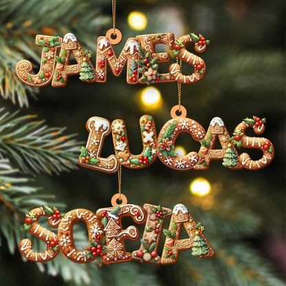Custom Gingerbread Alphabet Ornaments, Personalised Christmas Decorations, Christmas Baubles, Christmas Name Tags, Kids Christmas Gifts - main product image