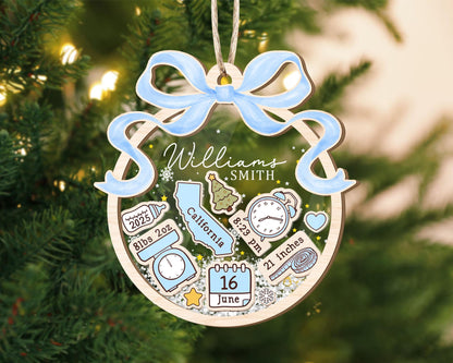 Personalized Baby's First Christmas Ornament: Coquette Bow Girl Newborn Keepsake - 4D Shaker - product image 8