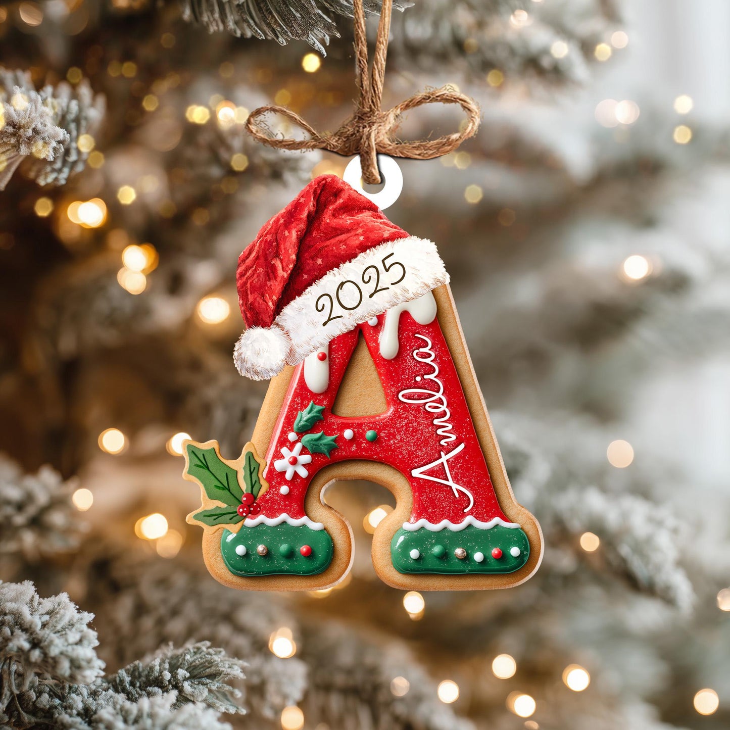 Personalized Gingerbread Letter Ornament, Custom Kids Name Ornament, Stocking Tag for Christmas, Kids Christmas Gift, Christmas Ornament - product image 6