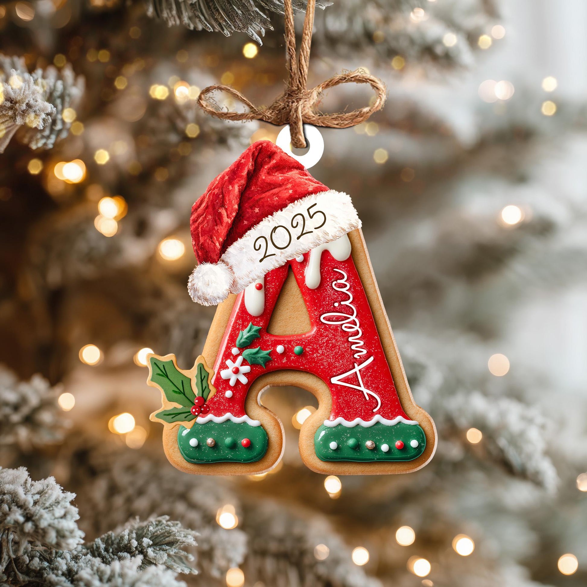Personalized Gingerbread Letter Ornament, Custom Kids Name Ornament, Stocking Tag for Christmas, Kids Christmas Gift, Christmas Ornament - product image 6