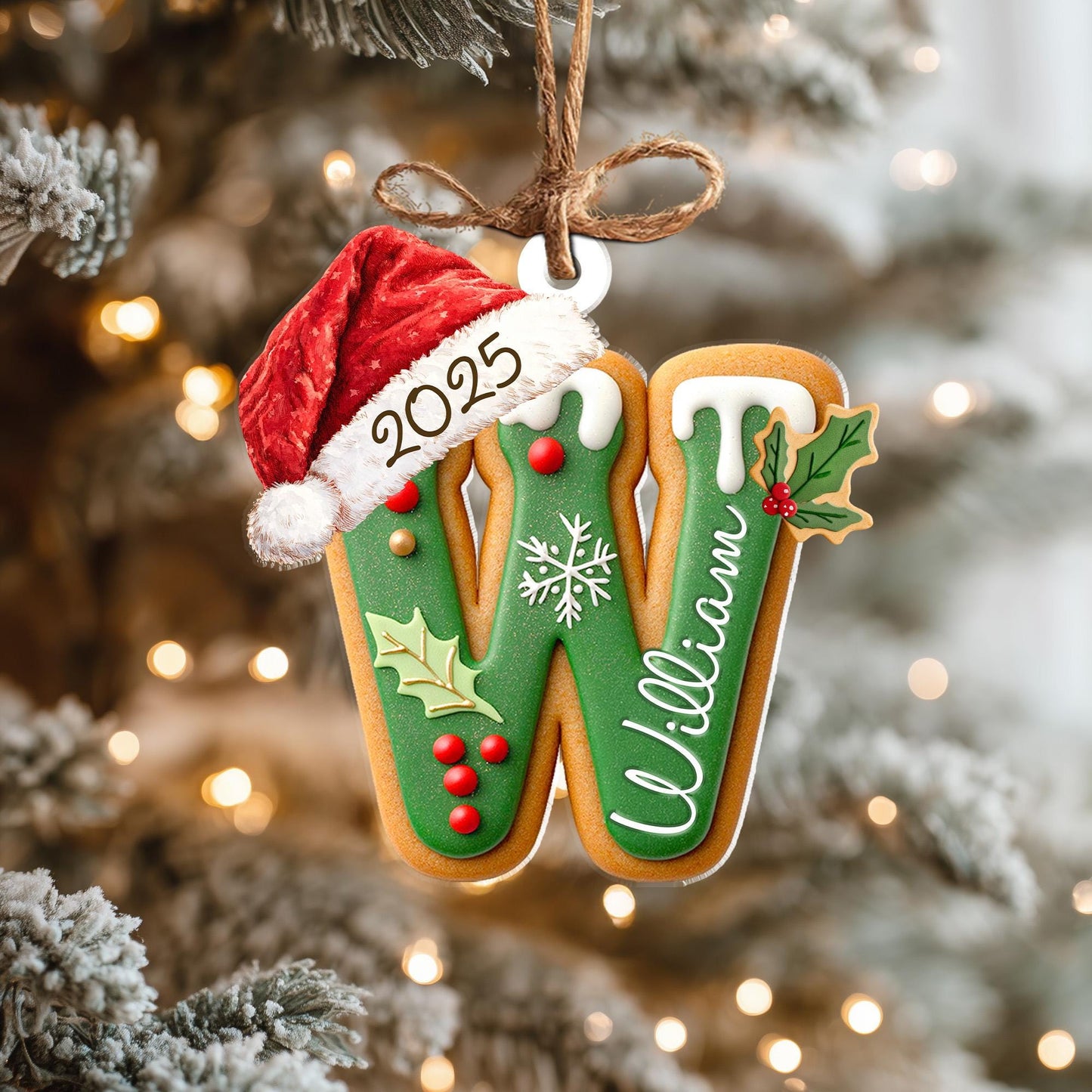Personalized Gingerbread Letter Ornament, Custom Kids Name Ornament, Stocking Tag for Christmas, Kids Christmas Gift, Christmas Ornament - product image 3