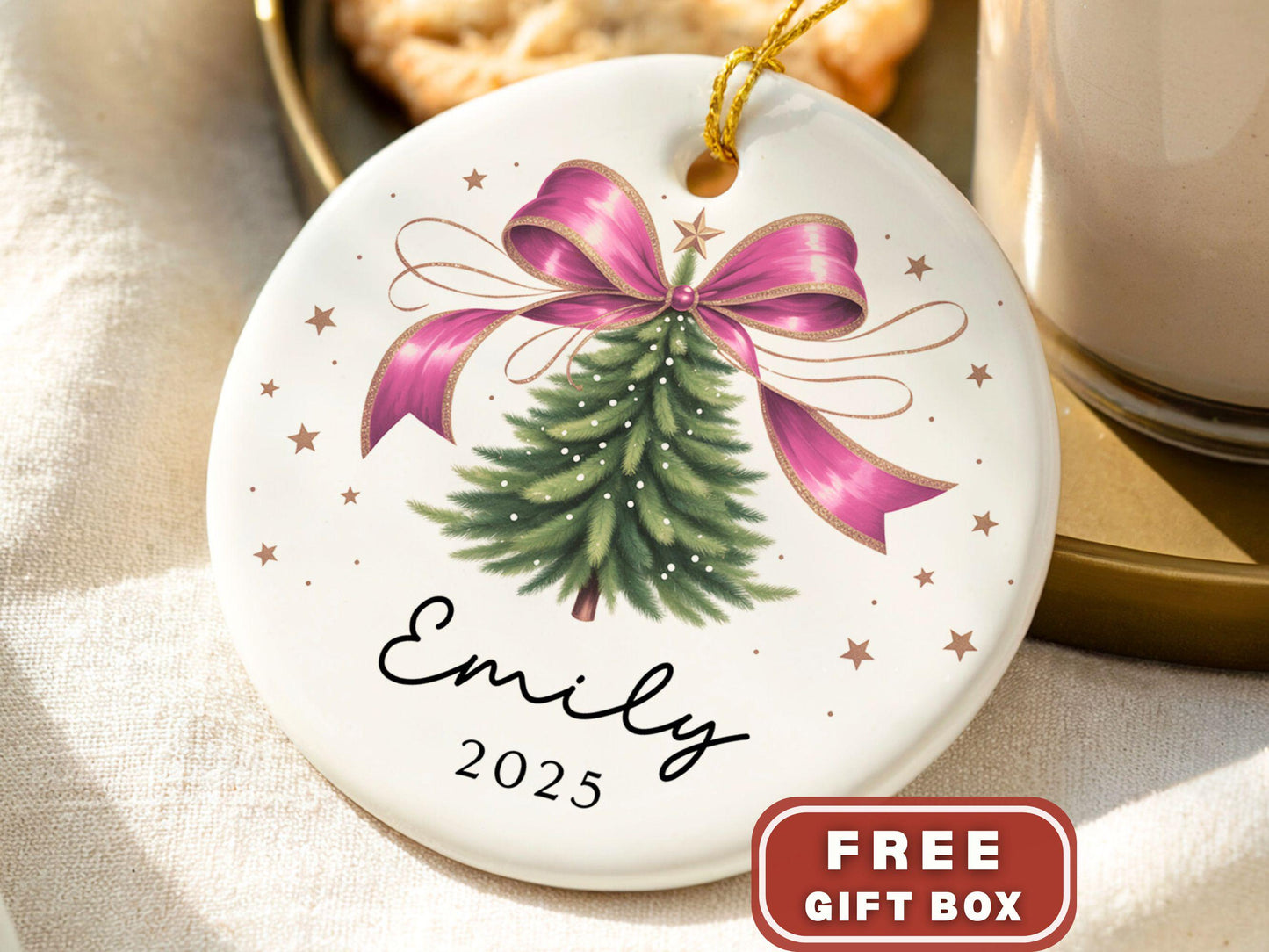 Custom Name Girls Christmas Ornament Gift, Girls First Christmas Ornament Granddaughter First Christmas Personalized Birthday Gift Tag 820A - main product image