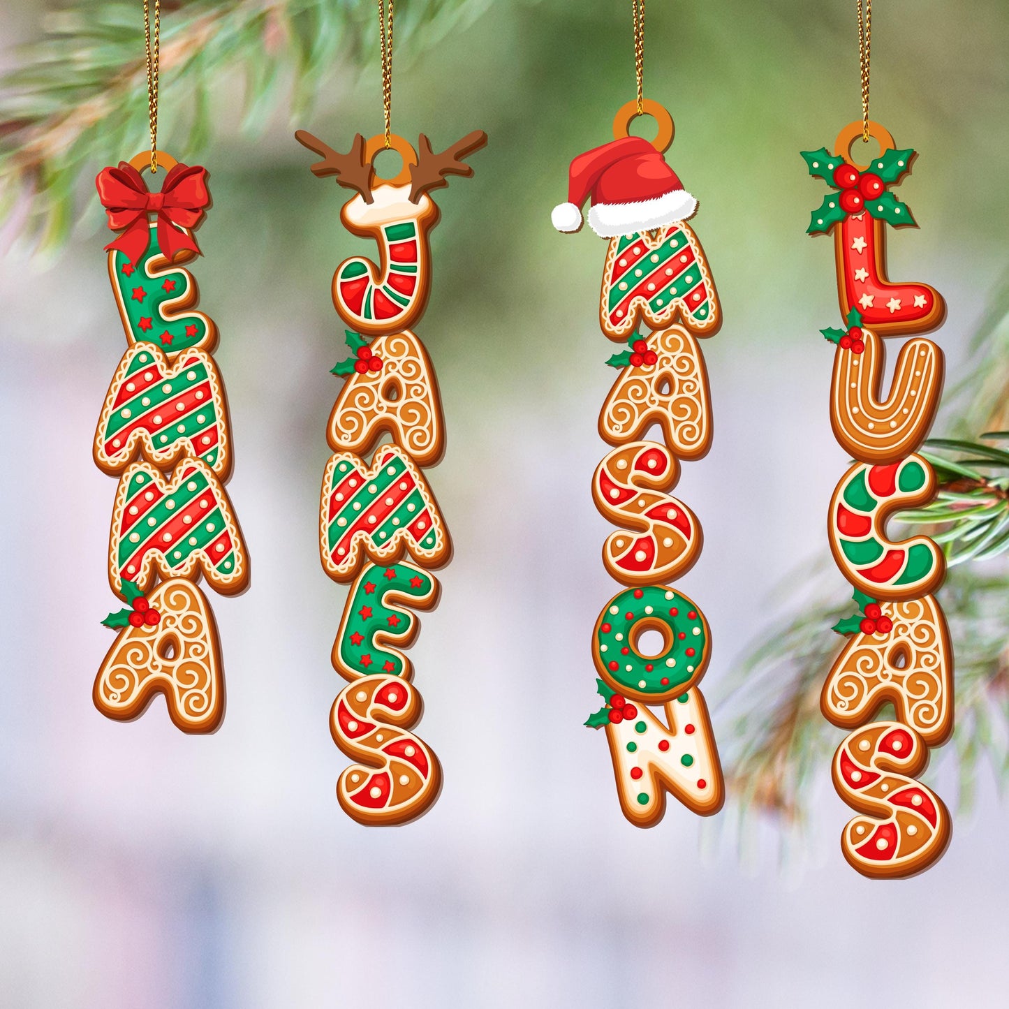 Personalized Gingerbread Alphabet Ornament, Custom Kids Name Christmas Tag for Stockings, Family Keepsake Gift - product image 9