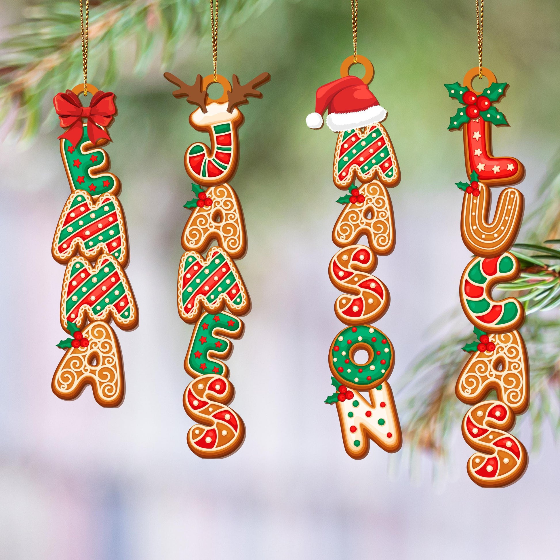 Personalized Gingerbread Alphabet Ornament, Custom Kids Name Christmas Tag for Stockings, Family Keepsake Gift - product image 9