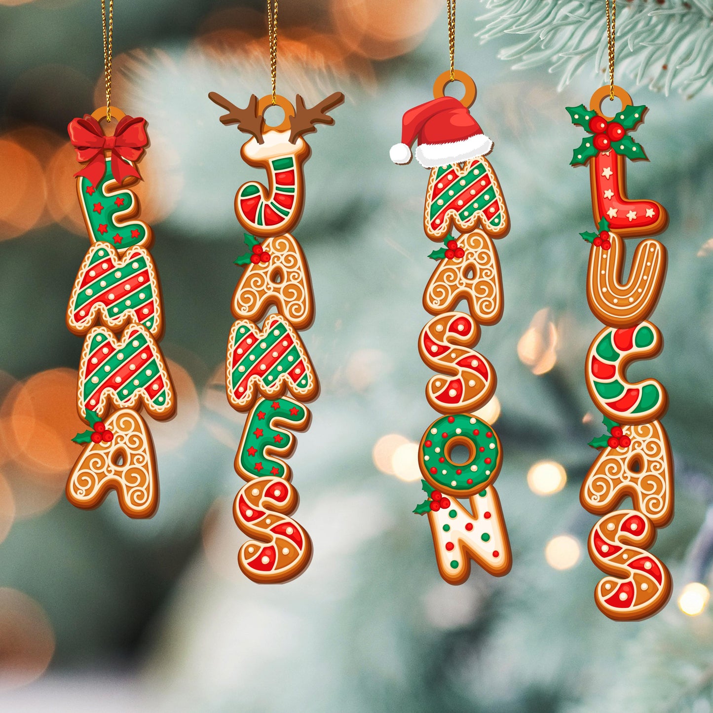 Personalized Gingerbread Alphabet Ornament, Custom Kids Name Christmas Tag for Stockings, Family Keepsake Gift - product image 8