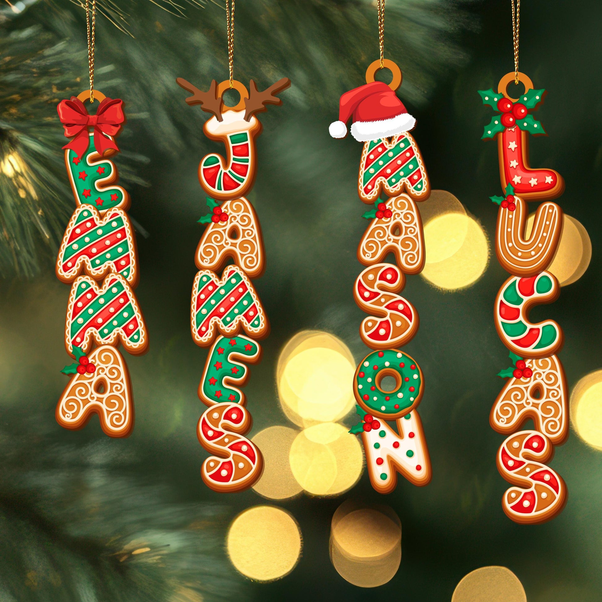 Personalized Gingerbread Alphabet Ornament, Custom Kids Name Christmas Tag for Stockings, Family Keepsake Gift - product image 7