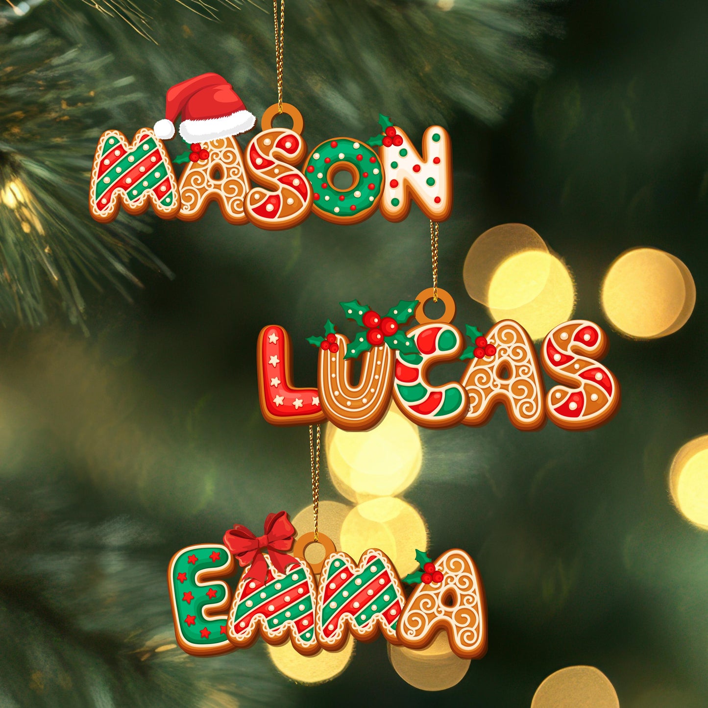 Personalized Gingerbread Alphabet Ornament, Custom Kids Name Christmas Tag for Stockings, Family Keepsake Gift - product image 4