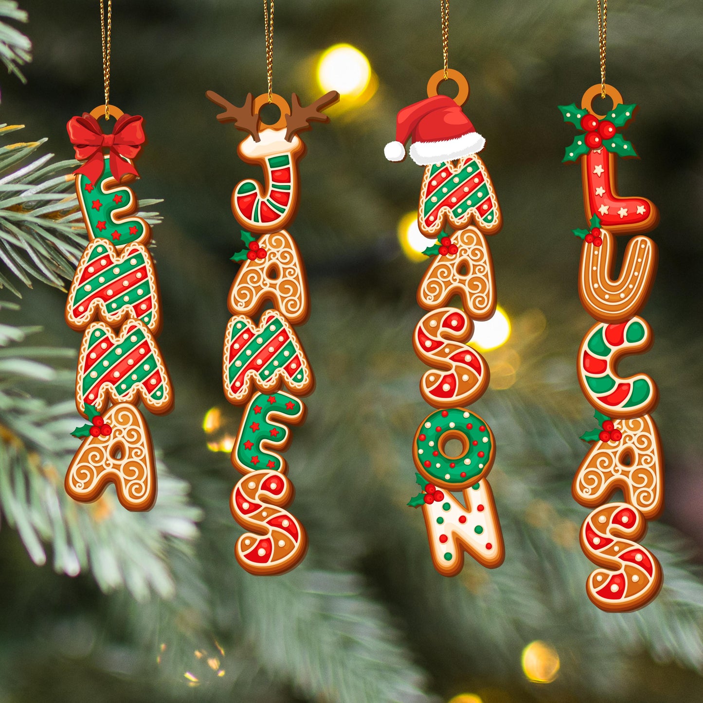 Personalized Gingerbread Alphabet Ornament, Custom Kids Name Christmas Tag for Stockings, Family Keepsake Gift - product image 5
