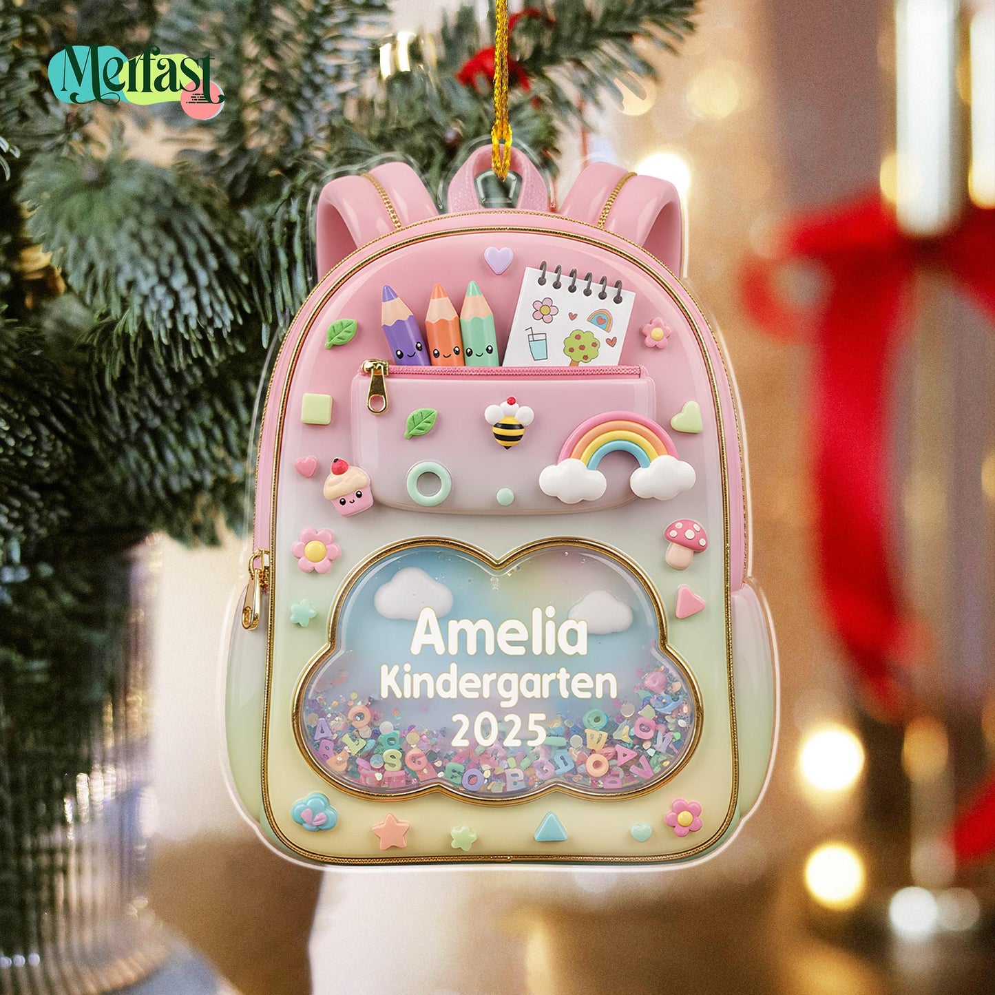 Personalized Kids School Backpack Ornament: Teacher & Student Decor, Kids Christmas Gift - product image 4