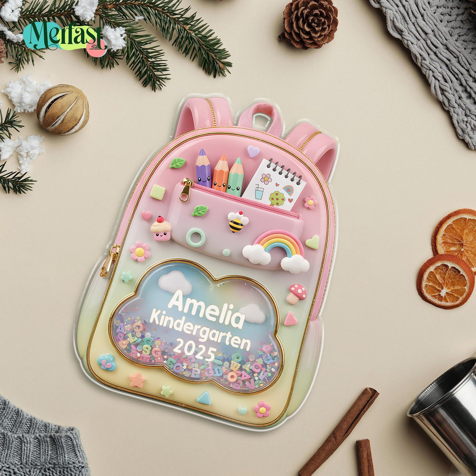 Personalized Kids School Backpack Ornament: Teacher & Student Decor, Kids Christmas Gift - product image 8