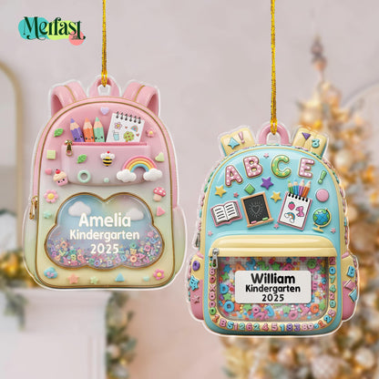 Personalized Kids School Backpack Ornament: Teacher & Student Decor, Kids Christmas Gift - main product image