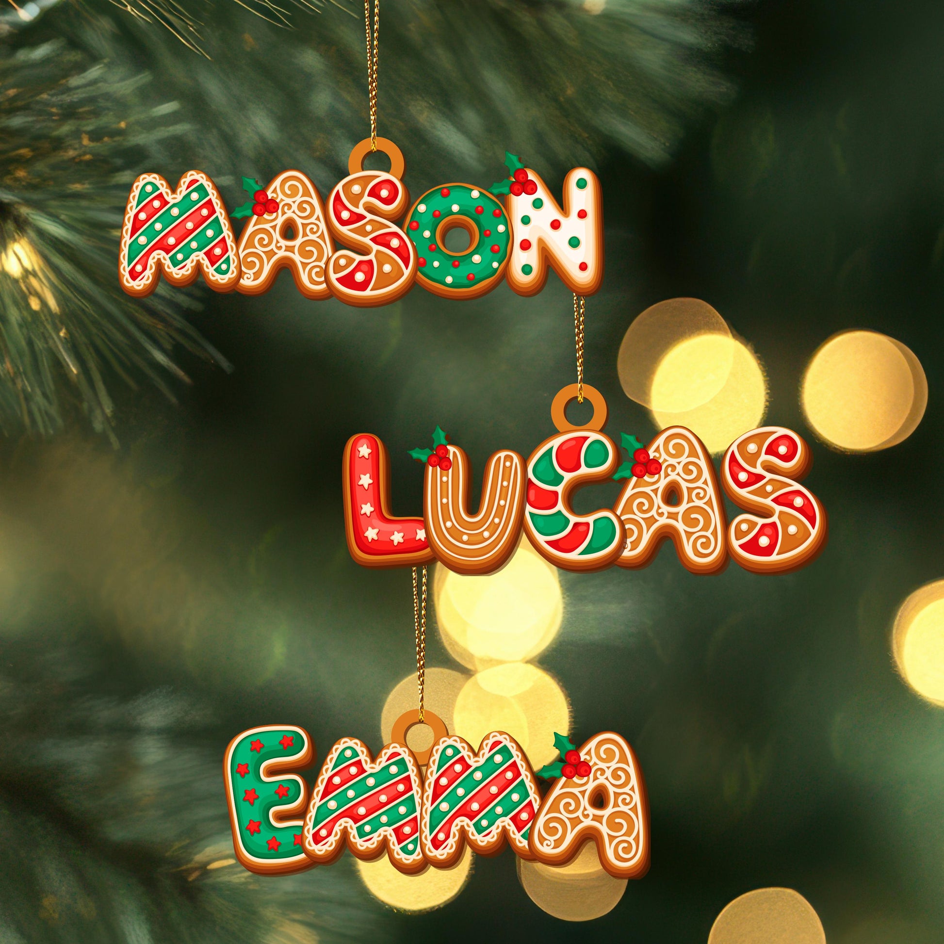 Personalized Gingerbread Alphabet Ornament, Custom Kids Name Christmas Tag for Stockings, Family Keepsake Gift - product image 3