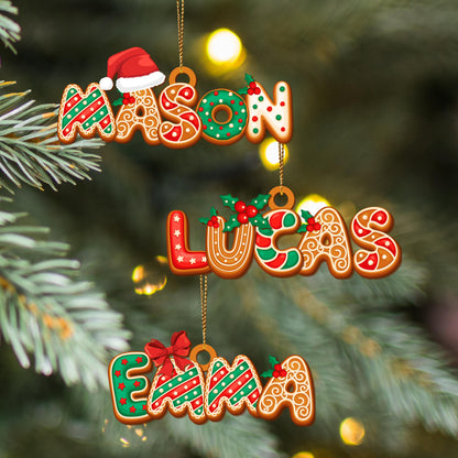 Personalized Gingerbread Alphabet Ornament, Custom Kids Name Christmas Tag for Stockings, Family Keepsake Gift - main product image