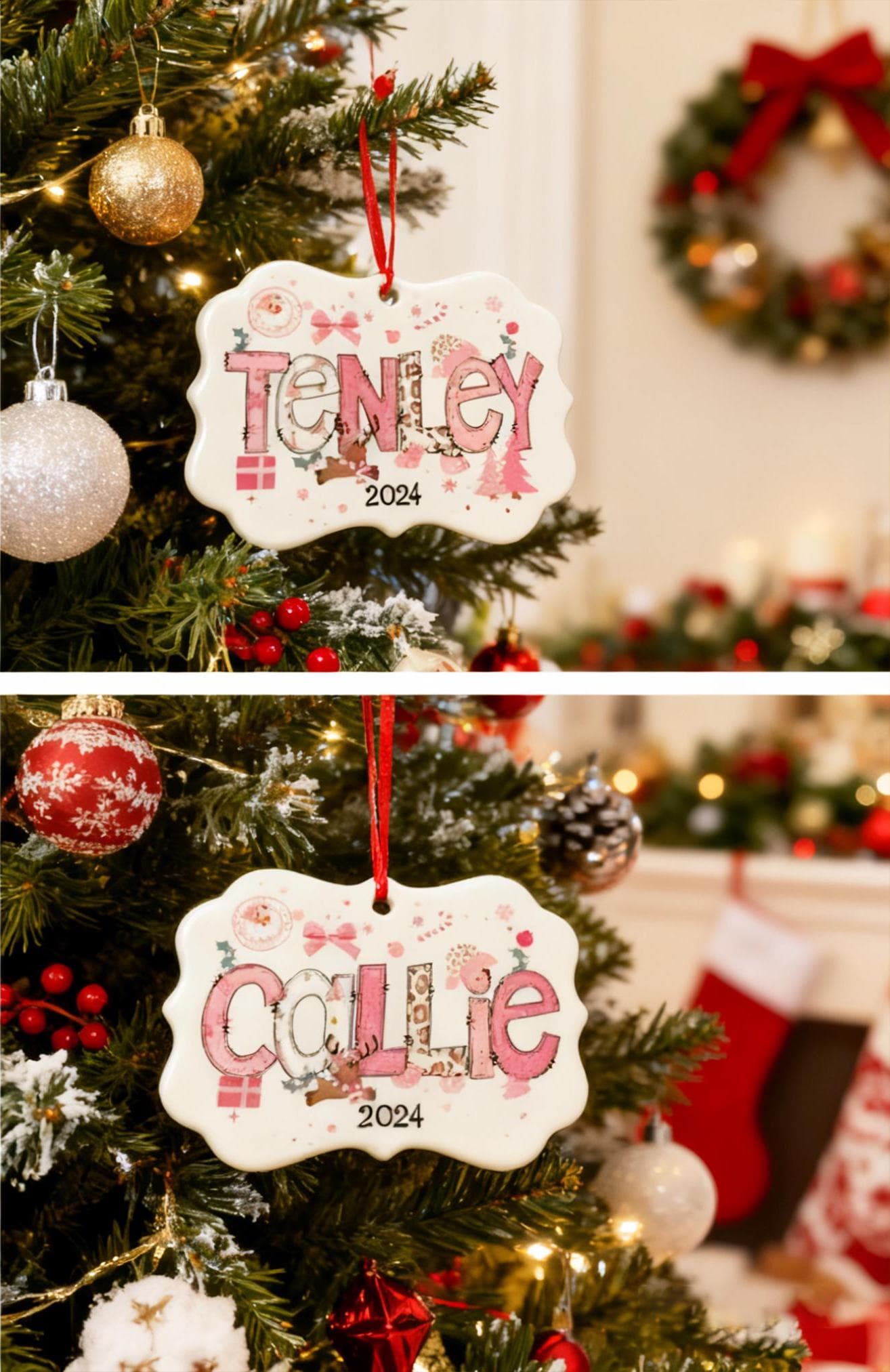 Personalized Name Christmas Ceramic Ornament, Custom Children's Name Christmas Ornaments Christmas Keepsakes, 2025 Newborn Christmas Gifts - product image 6