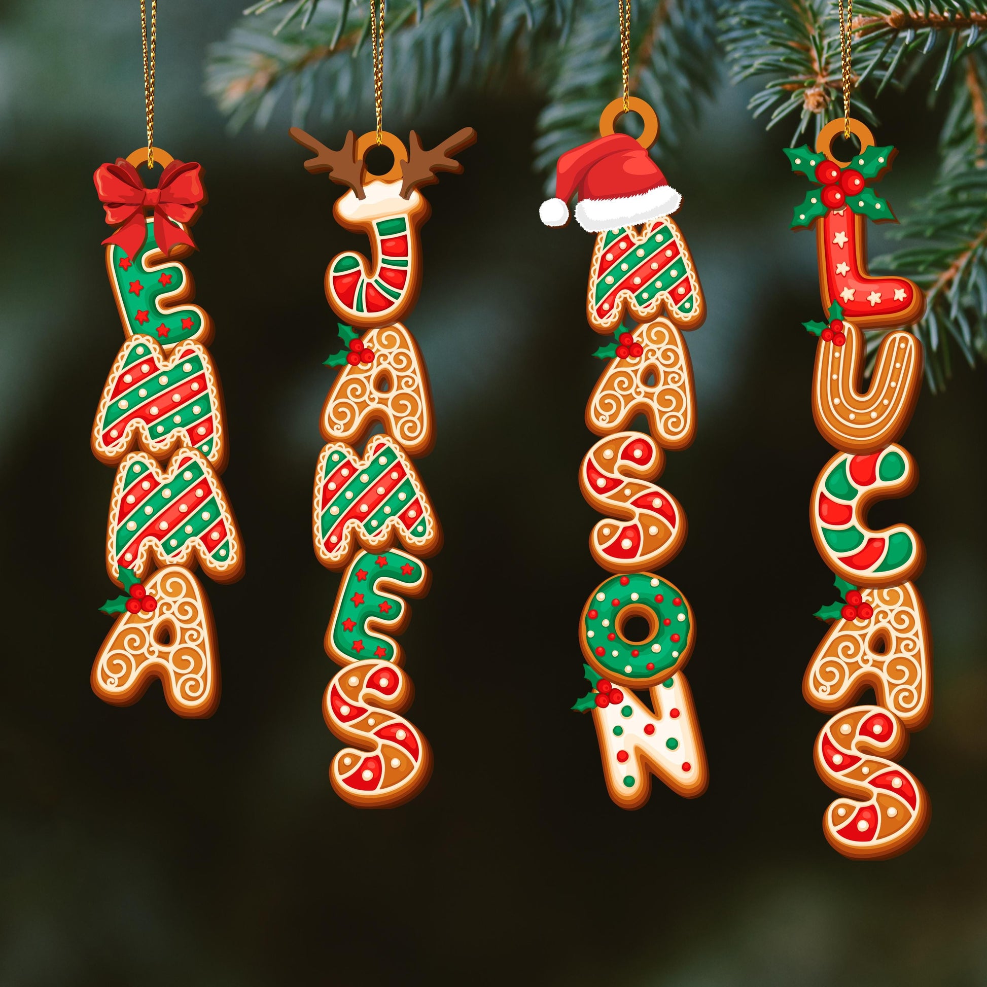 Personalized Gingerbread Alphabet Ornament, Custom Kids Name Christmas Tag for Stockings, Family Keepsake Gift - product image 10