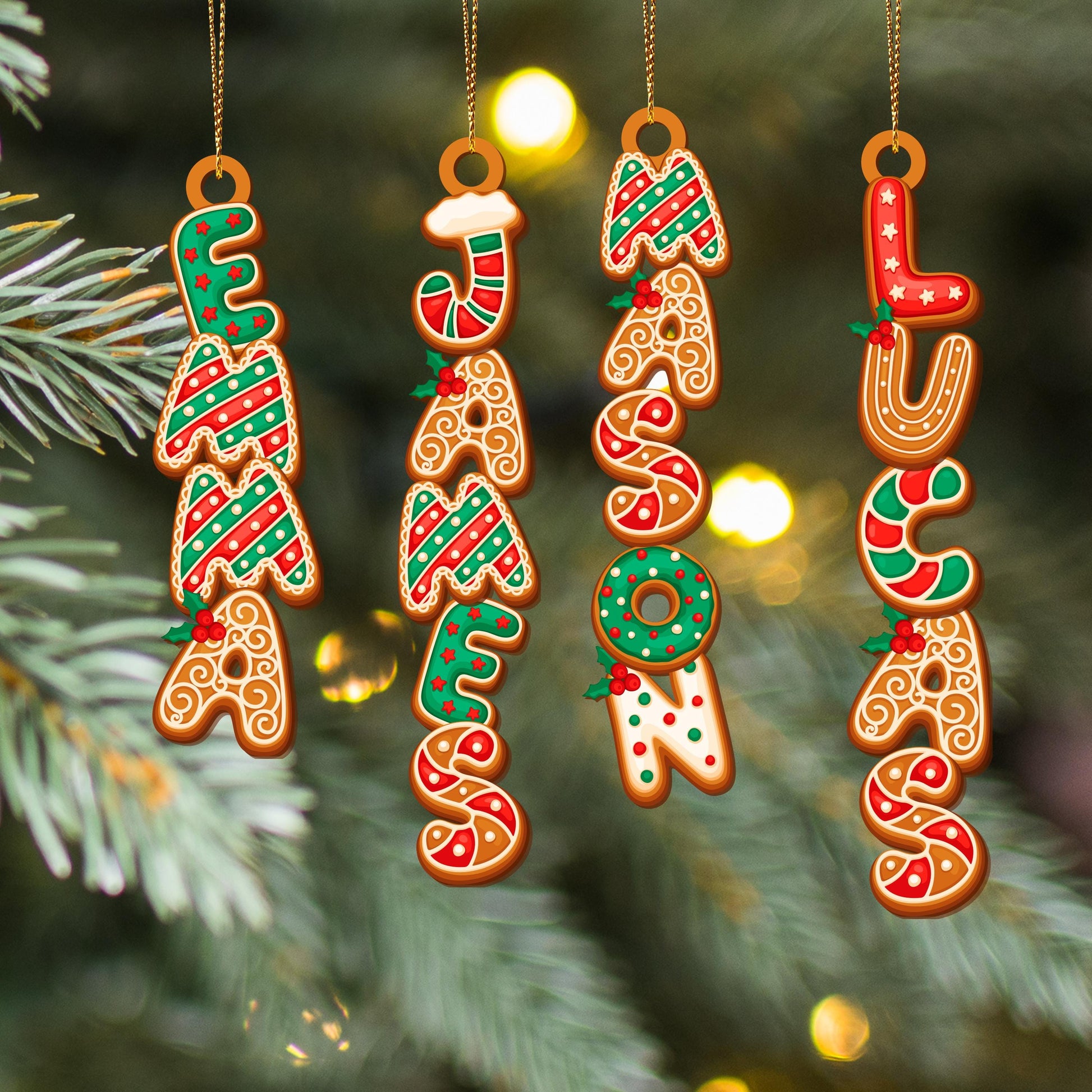 Personalized Gingerbread Alphabet Ornament, Custom Kids Name Christmas Tag for Stockings, Family Keepsake Gift - product image 6