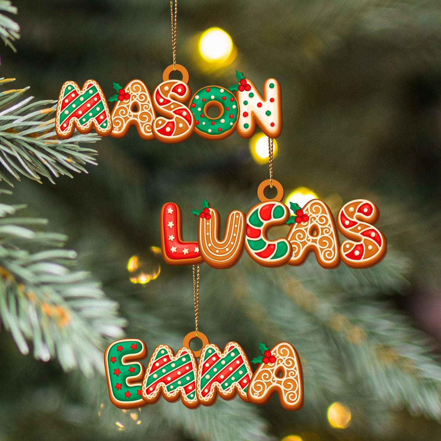 Personalized Gingerbread Alphabet Ornament, Custom Kids Name Christmas Tag for Stockings, Family Keepsake Gift - product image 13