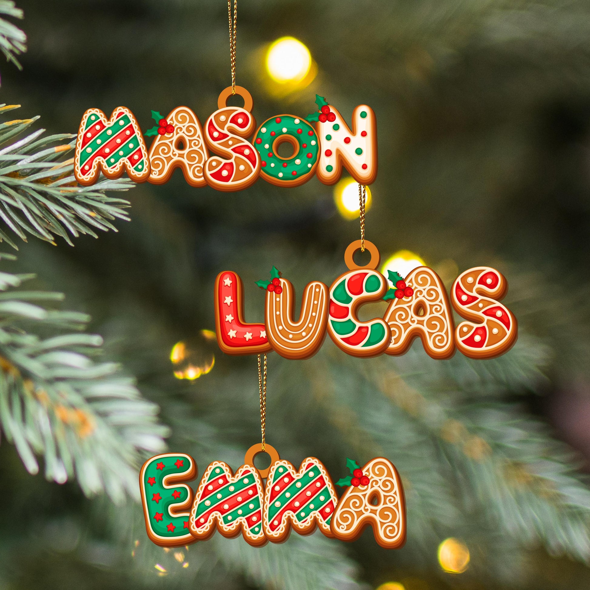 Personalized Gingerbread Alphabet Ornament, Custom Kids Name Christmas Tag for Stockings, Family Keepsake Gift - product image 13