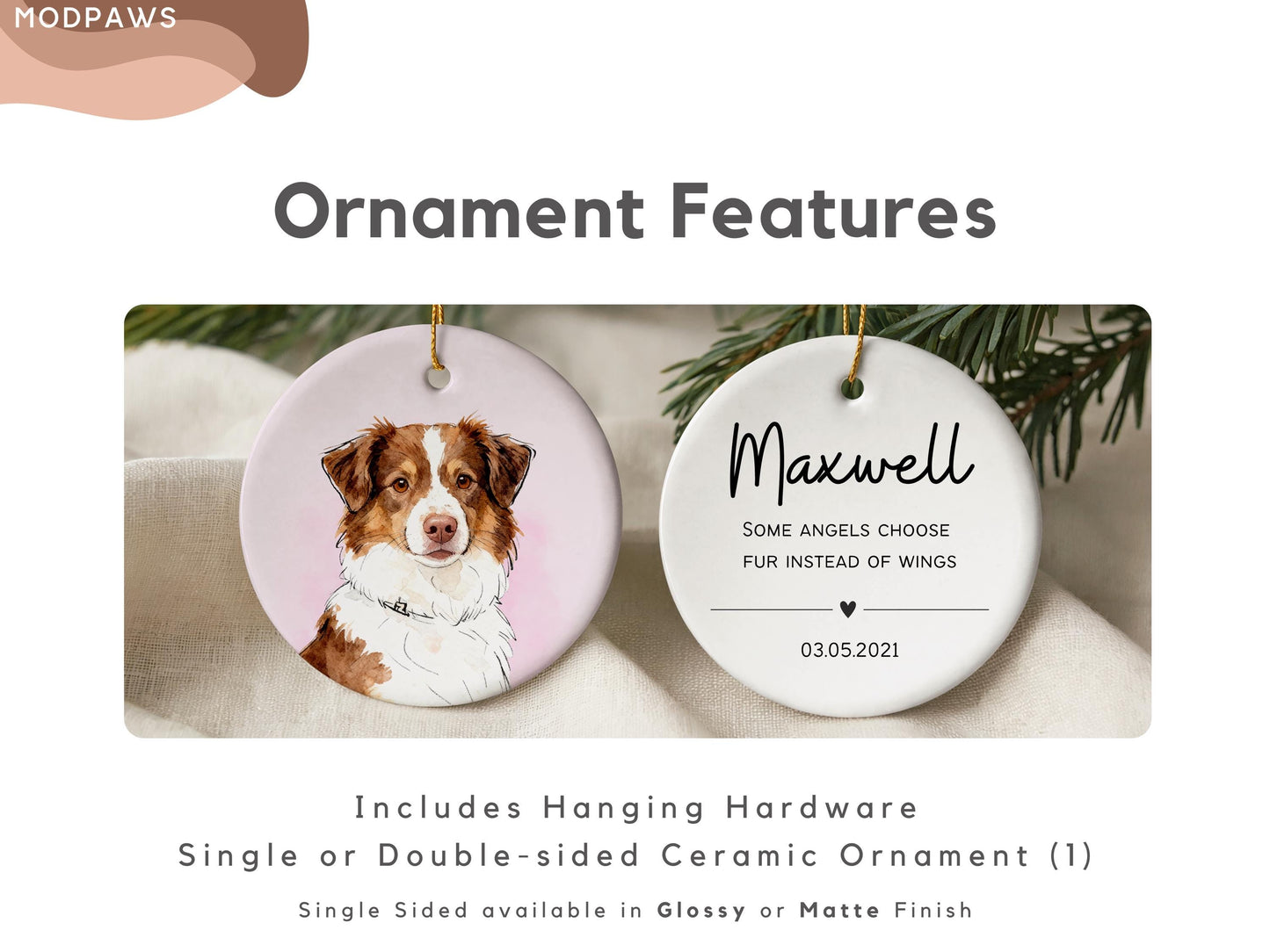 Personalized Pet Watercolor Ornament Using Pet's Photo + Name - Custom Ornament Christmas Dog Ornament Personalized Dog Ornament Custom Dog - product image 10