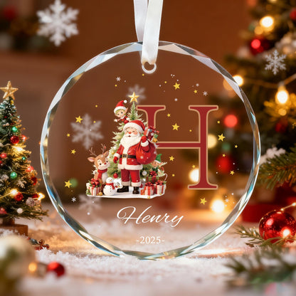 Custom Monogram Name Glass Ornament, Elf Snowman Christmas Ornaments for Kids, 2026 Christmas Keepsakes, Children Xmas Gifts - product image 2