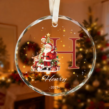 Custom Monogram Name Glass Ornament, Elf Snowman Christmas Ornaments for Kids, 2026 Christmas Keepsakes, Children Xmas Gifts - product image 3