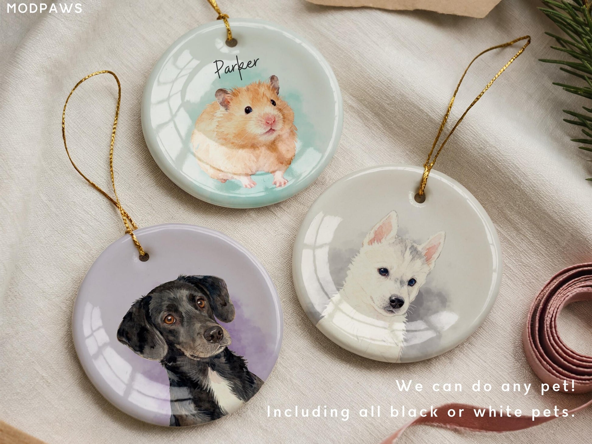 Personalized Pet Watercolor Ornament Using Pet's Photo + Name - Custom Ornament Christmas Dog Ornament Personalized Dog Ornament Custom Dog - product image 15