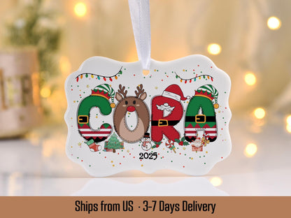 Personalized Kids Christmas Ornaments, 2025 Christmas Ceramic Ornament with Name, Holiday Keepsake, Xmas Gifts for Boys Girls - main product image