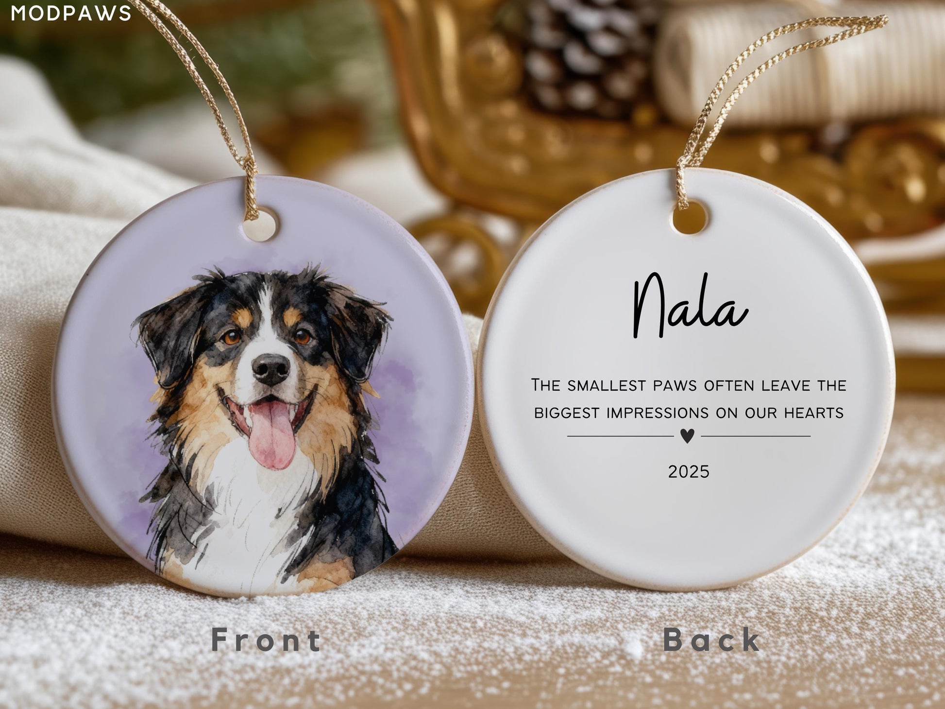 Personalized Pet Watercolor Ornament Using Pet's Photo + Name - Custom Ornament Christmas Dog Ornament Personalized Dog Ornament Custom Dog - product image 3
