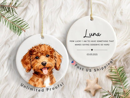 Personalized Pet Watercolor Ornament Using Pet's Photo + Name - Custom Ornament Christmas Dog Ornament Personalized Dog Ornament Custom Dog - main product image
