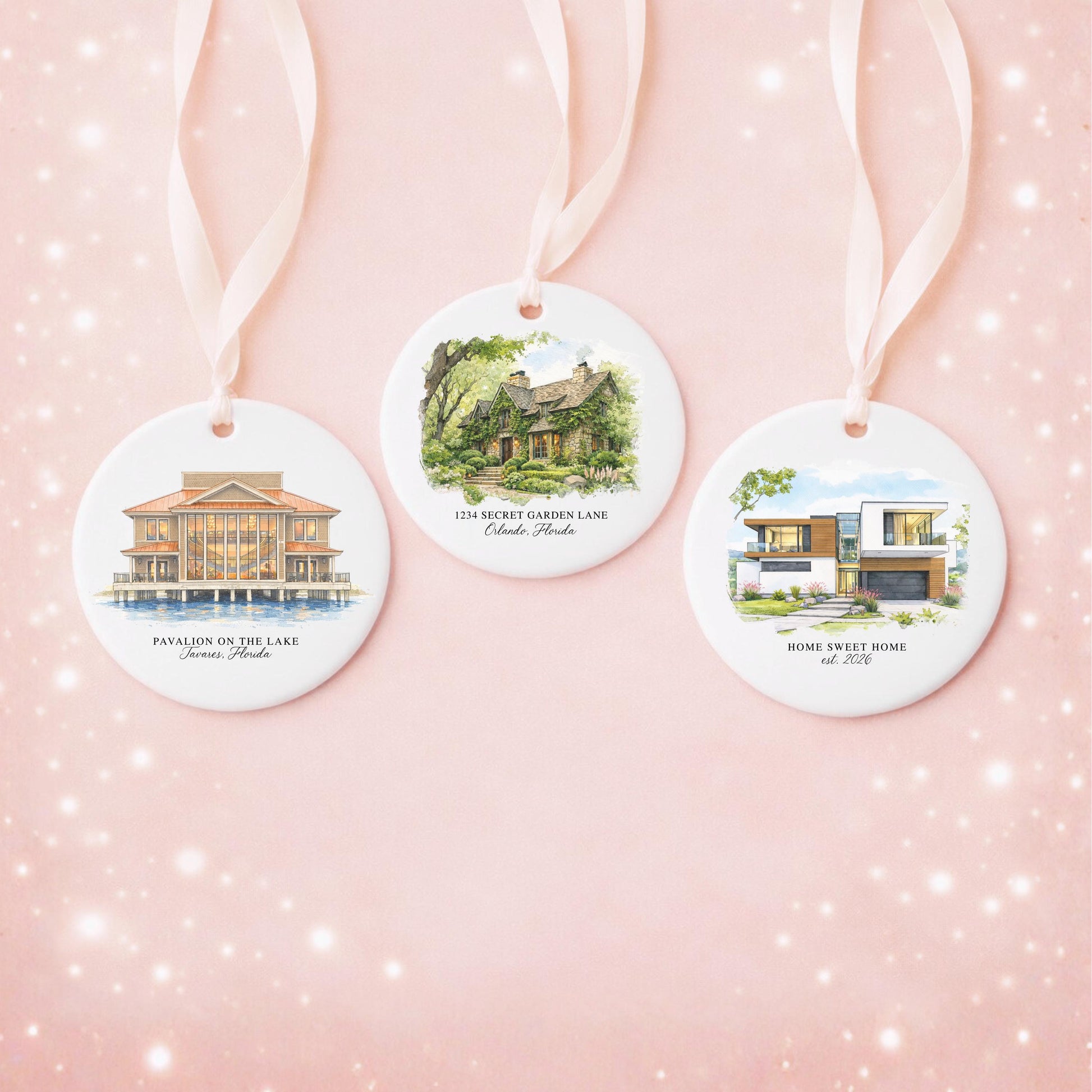 Custom Watercolor House Ornament, Personalized Home Christmas Ornament, Personalized Christmas Ornament Gift, Housewarming - product image 2