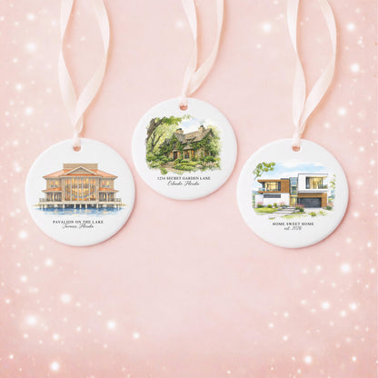 Custom Watercolor House Ornament, Personalized Home Christmas Ornament, Personalized Christmas Ornament Gift, Housewarming - product image 2